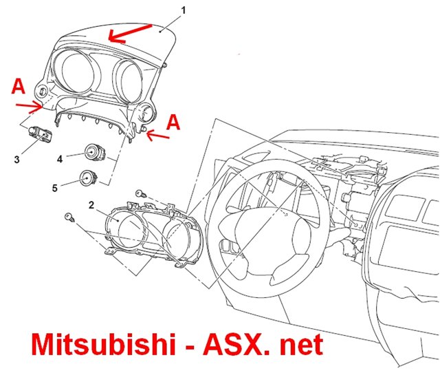 Снимаем приборную панель Mitsubishi ASX